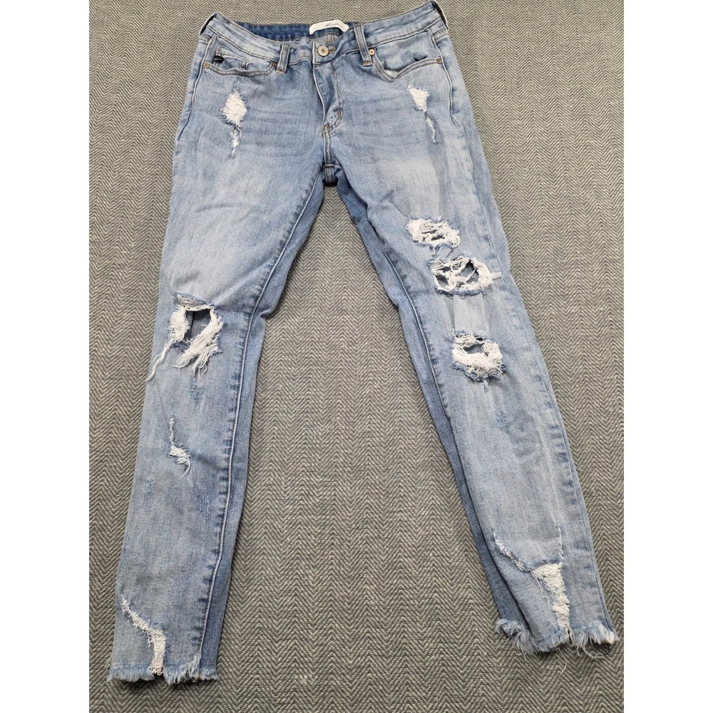KanCan‎ Women's Blue Distressed Skinny Jeans Frayed Hem Size 29